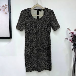 Theory Black Contrast Speckled Amstead Knit Stretchy Sheath Dress Women’s 0
